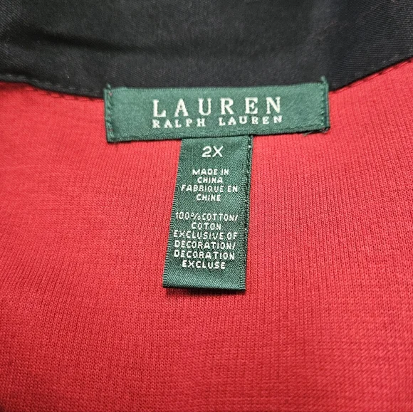 Lauren Ralph Lauren Vintage Sweater Jacket Blazer Women's 2X Plus Red Gold - Picture 6 of 7